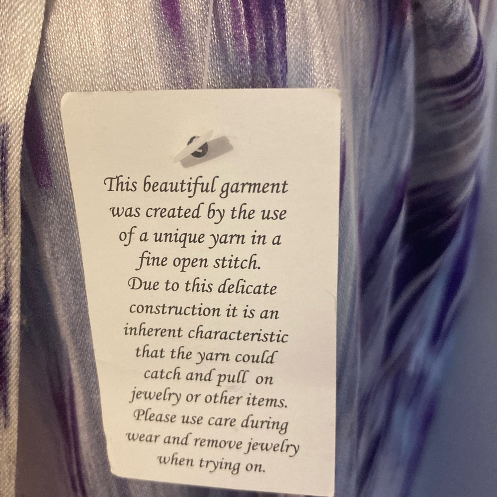 Chico’s Large Purple and Silver Patterned Scarf - Picture 4 of 5